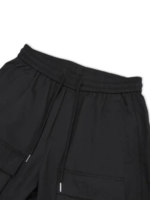 Manfinity EMRG Men Flap Pocket Buckle Detail Drawstring Waist Cargo Trousers - Black - View 5
