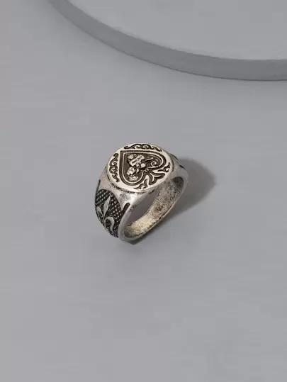 Anillo decorativo de aleación con diseño de corazón y calavera, de moda y popular, como regalo para joyas y para un look elegante en San Valentín, Día de la Madre o cualquier ocasión