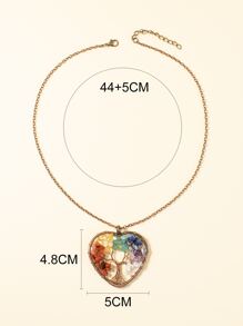 Natural Crystal Tree Pendant Necklace - Multicolor - View 3