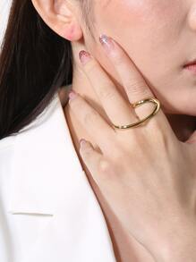 素色極簡連體戒指 - 金黃色 - 查看 2