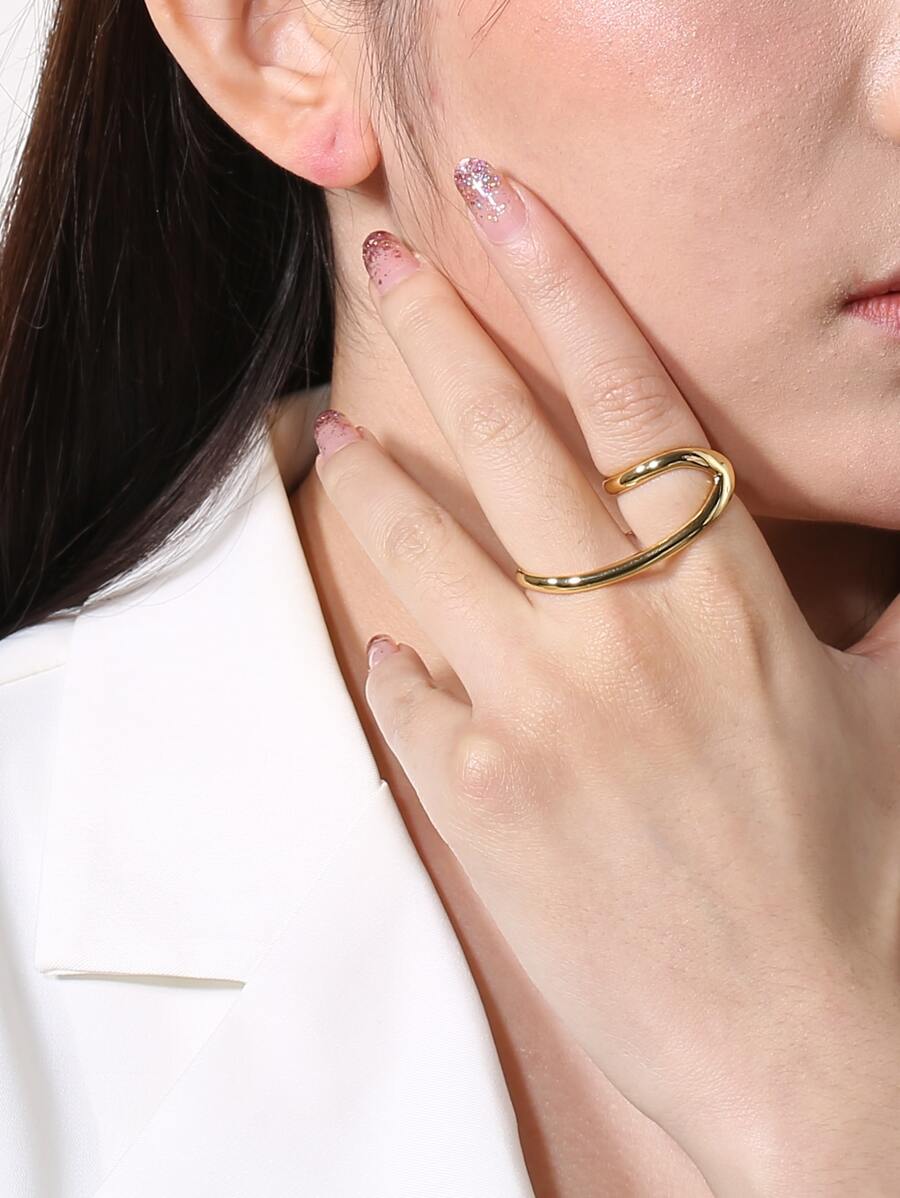 素色極簡連體戒指