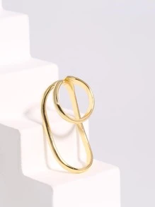 素色極簡連體戒指 - 金黃色 - 查看 3