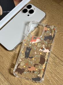 1 件猫咪米色镜头全包围直边 TPU 防震手机壳适用于 防水防摔防刮 - 彩色 - 查看 4