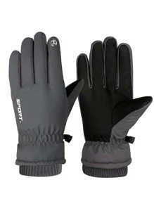 1pair Letter Graphic Sports Gloves - Grey - View 1