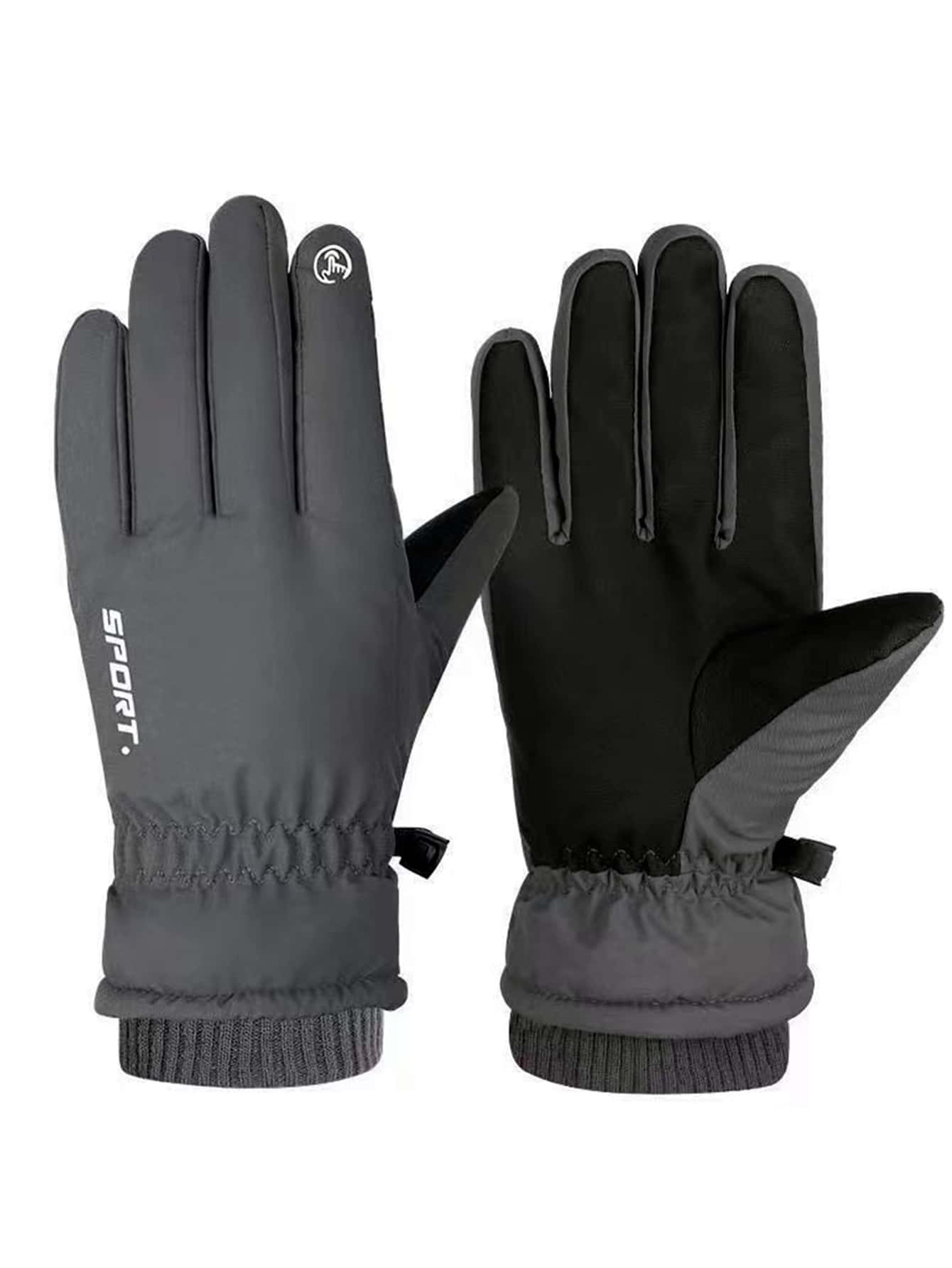 1pair Letter Graphic Sports Gloves - Grey - View 1