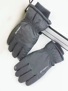 1pair Letter Graphic Sports Gloves - Grey - View 5