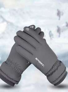 1pair Letter Graphic Sports Gloves - Grey - View 6