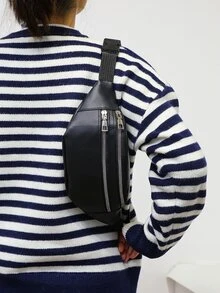 極簡風格防水腰包 - 黑色 - 查看 6