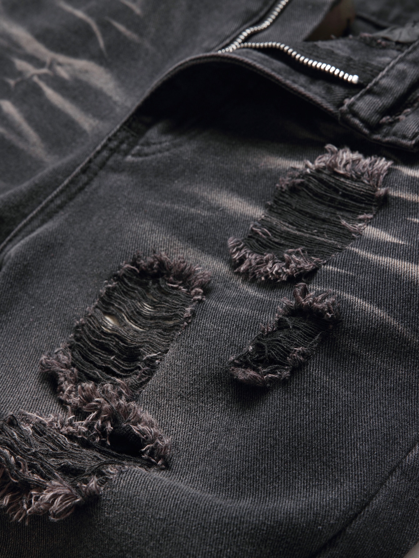 Hombres Jeans con diseño de rasguños de gato algodón desgarro crudo