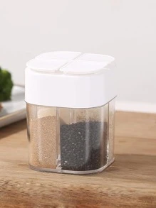 1pc Clear Portable Spice Jar - White - View 1