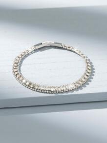 Rhinestone Decor Bracelet - Silver - View 2