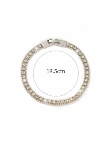 Rhinestone Decor Bracelet - Silver - View 3
