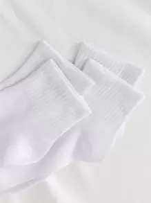 Hombres 5 pares Calcetines de tripulación unicolor - Blanco y Negro - Ver 4