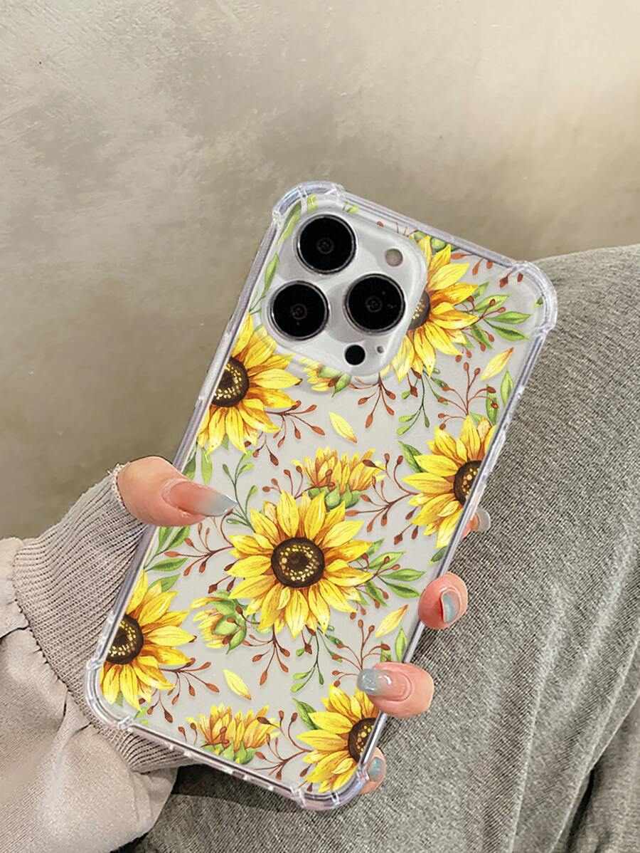Sunflower Pattern Clear Phone Case - Multicolor - View 1