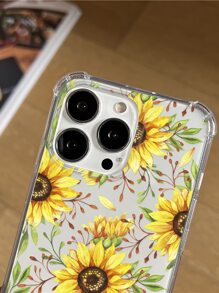 Sunflower Pattern Clear Phone Case - Multicolor - View 3