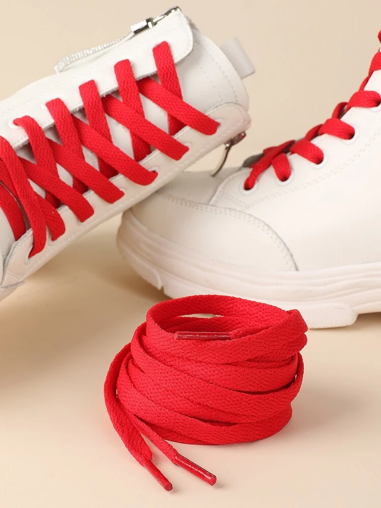 1 par Cordón de zapatos minimalista - Rojo - Añade 3
