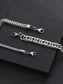 3入組男士極簡手環 - 銀色 - 查看 2