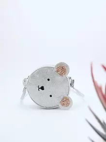 女孩金屬亮絲卡通熊設計異形包