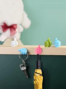 4pcs Gesture Design Random Color Wall Hook, Self Adhesive Creative Hook For Home Decor - Multicolor - View 4