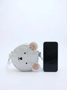 女孩金屬亮絲卡通熊設計異形包