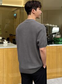 DAZY Men Quarter Zipper Knit Top - Grey - View 2