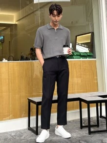 DAZY Men Quarter Zipper Knit Top - Grey - View 6