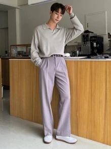 DAZY Men Solid Drop Shoulder Jumper - Apricot - View 7