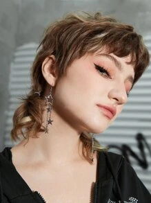 ROMWE Grunge Punk 星星耳墜 - 銀色 - 查看 5