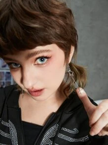 ROMWE Grunge Punk 星星耳墜 - 銀色 - 查看 4