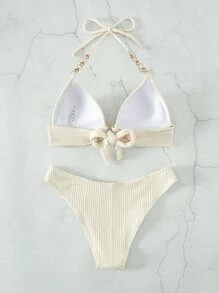 Swim SXY Summer Beach Chain Linked Halter Push Up Bikini Set