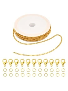 1set Chain & Lobster Clasp DIY Jewelry Accessory - Yellow Gold - View 3