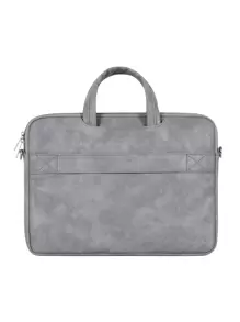 canvas artisan Handheld Briefcase PU Waterproof Laptop Bag Compatible With Macbook Air - Grey - View 3
