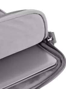 canvas artisan Handheld Briefcase PU Waterproof Laptop Bag Compatible With Macbook Air - Grey - View 7