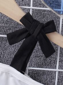 Toddler Girls Butterfly Print Asymmetrical Neck Knot Shoulder Tee - White - View 5