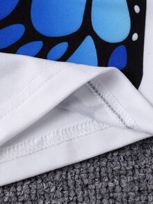 Toddler Girls Butterfly Print Asymmetrical Neck Knot Shoulder Tee - White - View 7