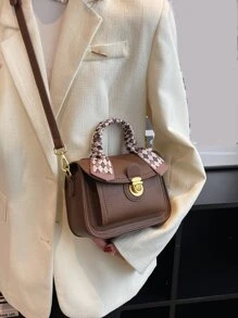 yating Túi đeo chéo Nữ màu trơn Có thể điều chỉnh được Tay cầm Top Thanh lịch - Cà phê nâu - Xem 2