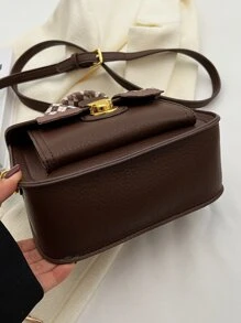 yating Túi đeo chéo Nữ màu trơn Có thể điều chỉnh được Tay cầm Top Thanh lịch - Cà phê nâu - Xem 4