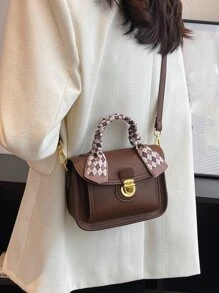 yating Túi đeo chéo Nữ màu trơn Có thể điều chỉnh được Tay cầm Top Thanh lịch - Cà phê nâu - Xem 5