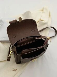 yating Túi đeo chéo Nữ màu trơn Có thể điều chỉnh được Tay cầm Top Thanh lịch - Cà phê nâu - Xem 6