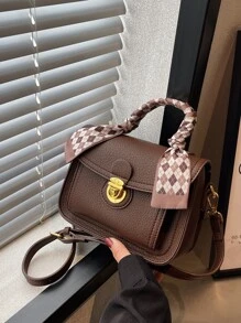 yating Túi đeo chéo Nữ màu trơn Có thể điều chỉnh được Tay cầm Top Thanh lịch - Cà phê nâu - Xem 7