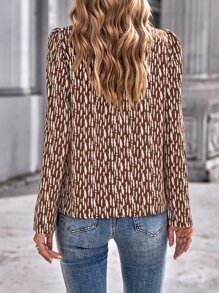 SHEIN LUNE 滿版印花前扭結襯衫 - 彩色 - 查看 2