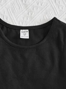 SHEIN 小女童2入組愛心圖案背心上衣 - 黑與白 - 查看 3