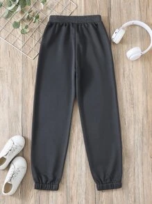Girls Letter Graphic Joggers - Dark Grey - View 2