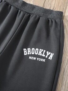 Girls Letter Graphic Joggers - Dark Grey - View 3