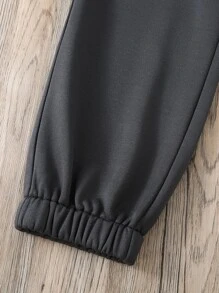 Girls Letter Graphic Joggers - Dark Grey - View 4