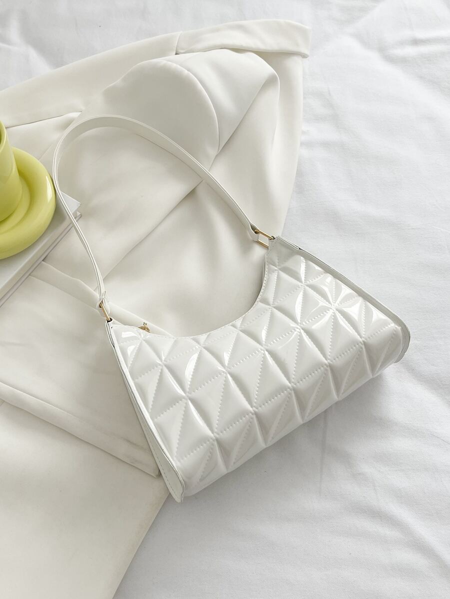 衍縫細節法棍包 - 白色 - 查看 1