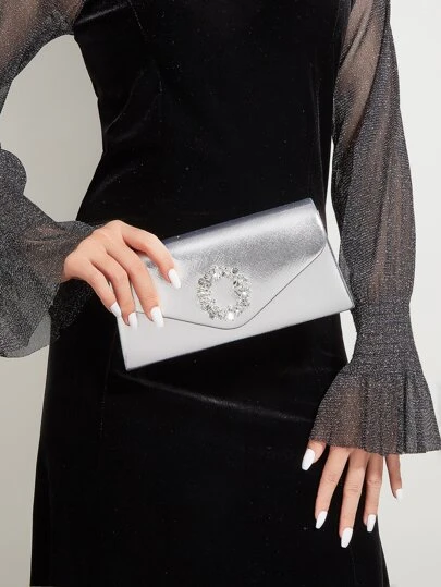 Vincy閃亮手袋豪華晚宴包，晚宴包光彩奪目，高雅精緻，寧靜奢華，金屬鑲嵌鑽石飾料，翻蓋鍊條正方形包，適用於女士，派對女孩，新娘，完美的聚會，婚禮，舞會，晚宴/宴會，最好的女性母親教師朋友伴娘禮物