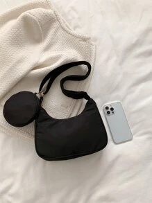 Túi đeo chéo màu trơn đa chức năng có thể điều chỉnh thời trang dành cho nữ - màu đen - Xem 4