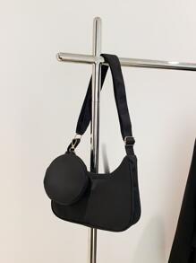 Túi đeo chéo màu trơn đa chức năng có thể điều chỉnh thời trang dành cho nữ - màu đen - Xem 6