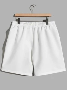 Manfinity Men Floral & Letter Graphic Tee & Drawstring Waist Shorts - White - View 5